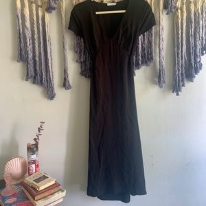 LACAUSA georgette black tie back midi dress